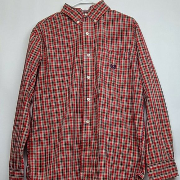 Chaps Men's SZ:M Red Blue Green Plaid Button Shirt - Picture 10 of 10